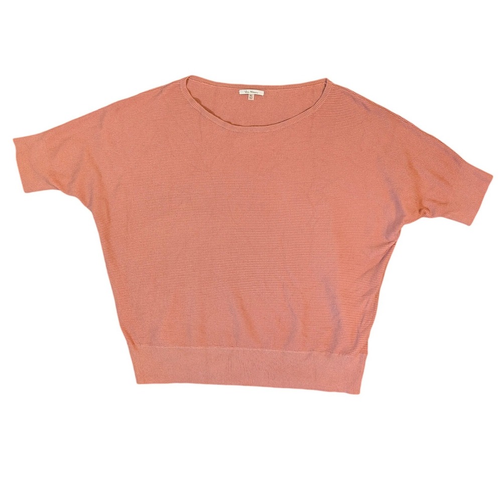 Vila Milano Dusty Rose Ribbed Dolman Short Sleeve Lightweight Knit Top XL